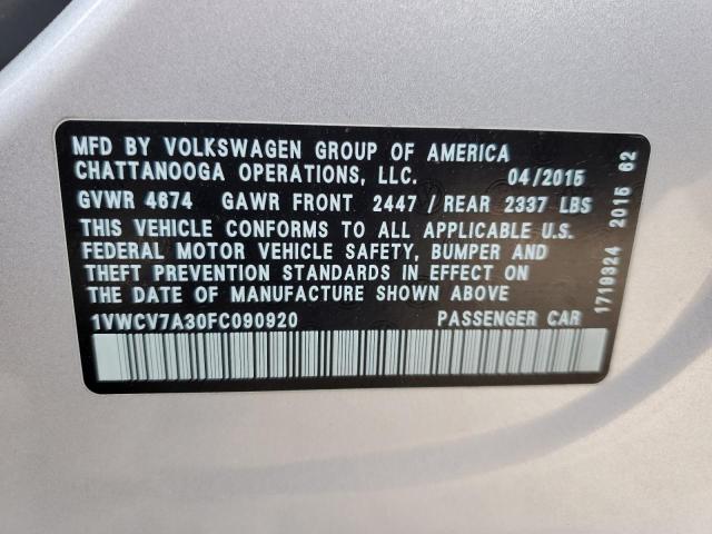 Photo 11 VIN: 1VWCV7A30FC090920 - VOLKSWAGEN PASSAT 