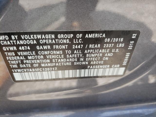 Photo 9 VIN: 1VWCV7A31FC120717 - VOLKSWAGEN PASSAT 