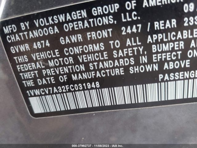 Photo 8 VIN: 1VWCV7A32FC031948 - VOLKSWAGEN PASSAT 