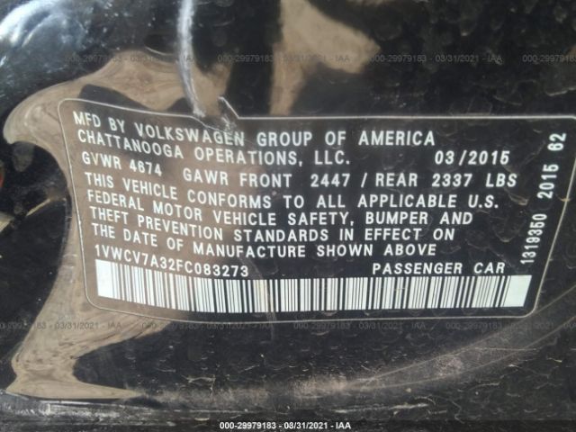 Photo 8 VIN: 1VWCV7A32FC083273 - VOLKSWAGEN PASSAT 