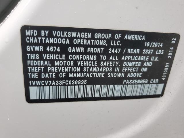 Photo 11 VIN: 1VWCV7A33FC036835 - VOLKSWAGEN PASSAT 