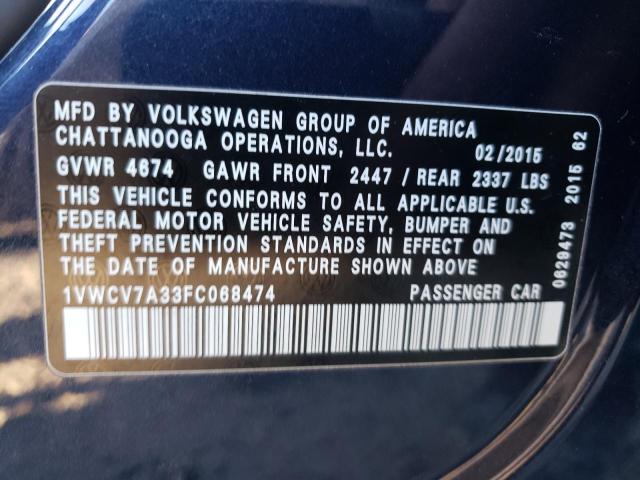 Photo 11 VIN: 1VWCV7A33FC068474 - VOLKSWAGEN PASSAT 