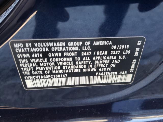 Photo 9 VIN: 1VWCV7A33FC108147 - VOLKSWAGEN PASSAT 