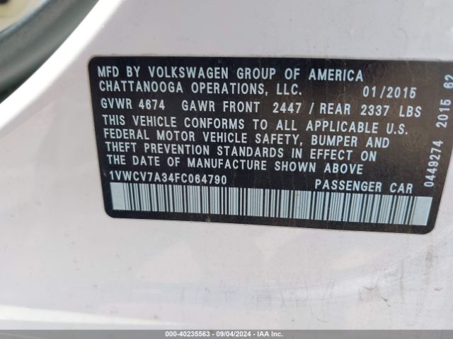 Photo 8 VIN: 1VWCV7A34FC064790 - VOLKSWAGEN PASSAT 