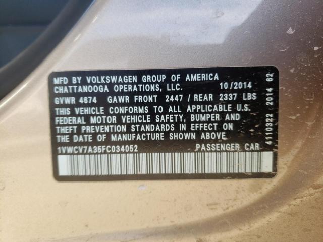 Photo 11 VIN: 1VWCV7A35FC034052 - VOLKSWAGEN PASSAT 