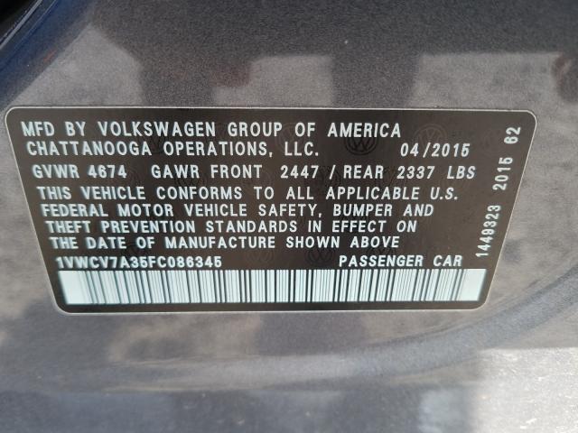 Photo 9 VIN: 1VWCV7A35FC086345 - VOLKSWAGEN PASSAT 