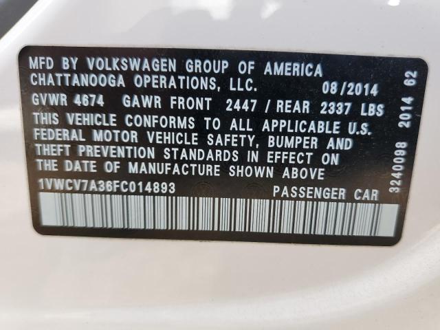 Photo 9 VIN: 1VWCV7A36FC014893 - VOLKSWAGEN PASSAT 