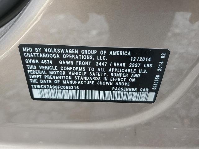 Photo 11 VIN: 1VWCV7A38FC055316 - VOLKSWAGEN PASSAT SEL 