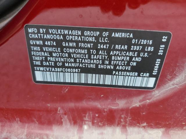 Photo 11 VIN: 1VWCV7A38FC060967 - VOLKSWAGEN PASSAT 