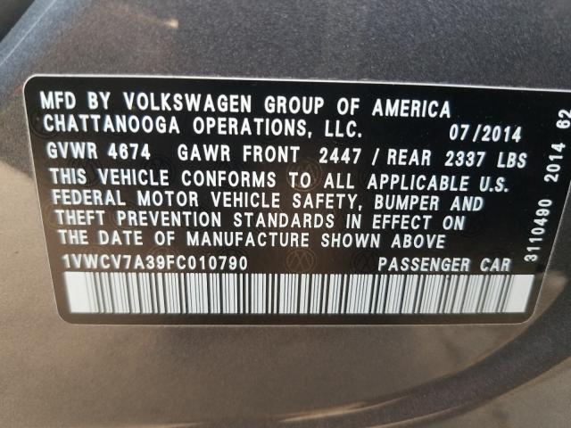 Photo 9 VIN: 1VWCV7A39FC010790 - VOLKSWAGEN PASSAT 