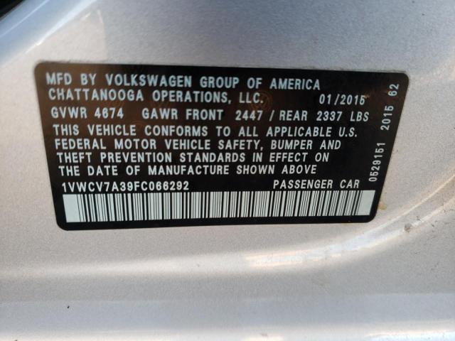 Photo 9 VIN: 1VWCV7A39FC066292 - VOLKSWAGEN PASSAT 