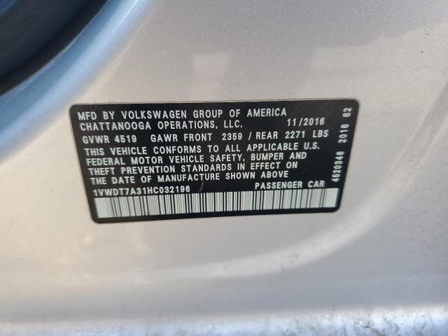 Photo 12 VIN: 1VWDT7A31HC032196 - VOLKSWAGEN PASSAT 