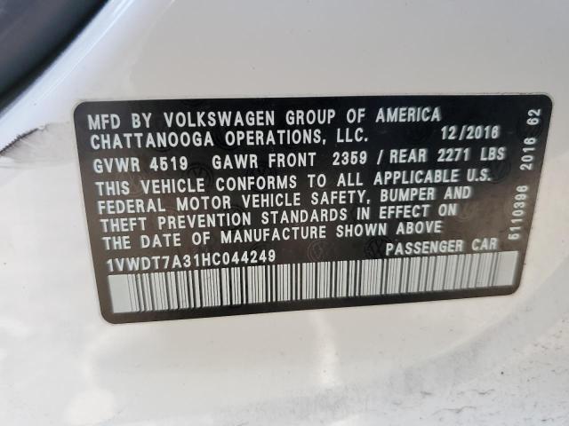 Photo 11 VIN: 1VWDT7A31HC044249 - VOLKSWAGEN PASSAT 