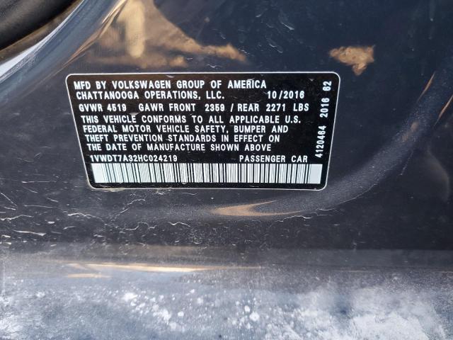 Photo 12 VIN: 1VWDT7A32HC024219 - VOLKSWAGEN PASSAT 