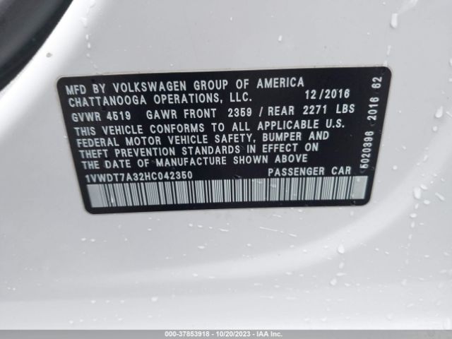 Photo 8 VIN: 1VWDT7A32HC042350 - VOLKSWAGEN PASSAT 