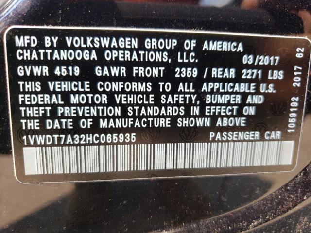 Photo 9 VIN: 1VWDT7A32HC065935 - VOLKSWAGEN PASSAT 