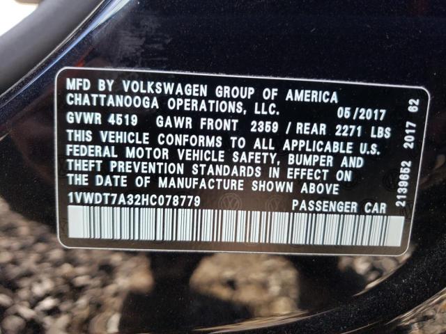 Photo 9 VIN: 1VWDT7A32HC078779 - VOLKSWAGEN PASSAT 