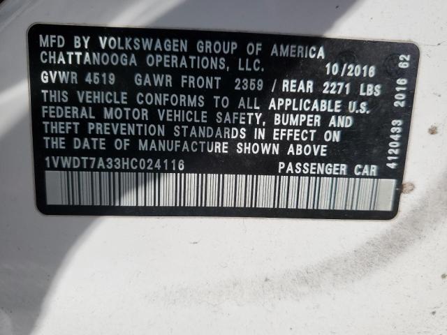 Photo 11 VIN: 1VWDT7A33HC024116 - VOLKSWAGEN PASSAT 