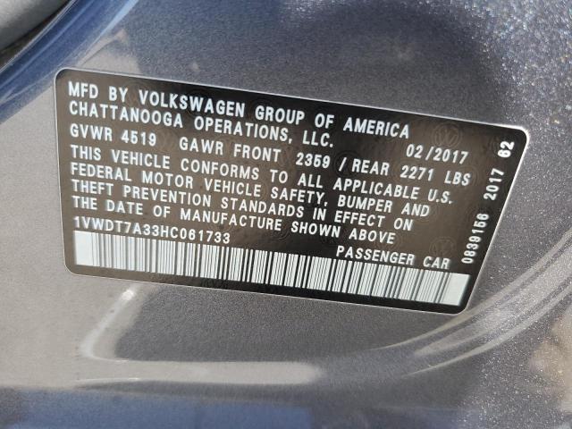 Photo 11 VIN: 1VWDT7A33HC061733 - VOLKSWAGEN PASSAT 