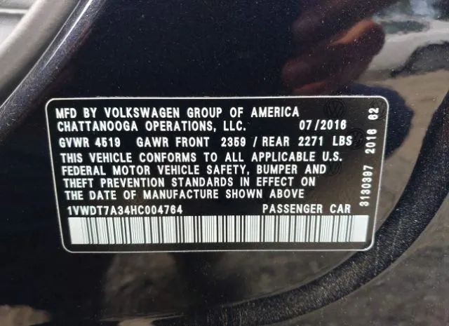 Photo 8 VIN: 1VWDT7A34HC004764 - VOLKSWAGEN PASSAT 