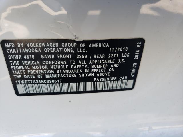 Photo 9 VIN: 1VWDT7A34HC036517 - VOLKSWAGEN PASSAT 