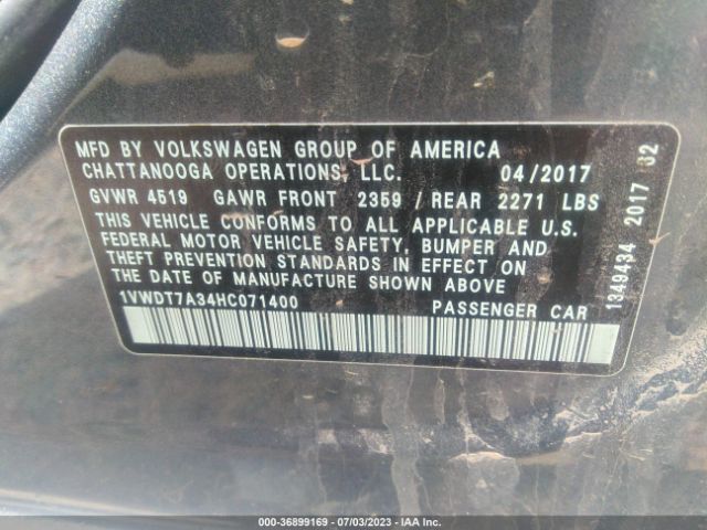 Photo 8 VIN: 1VWDT7A34HC071400 - VOLKSWAGEN PASSAT 