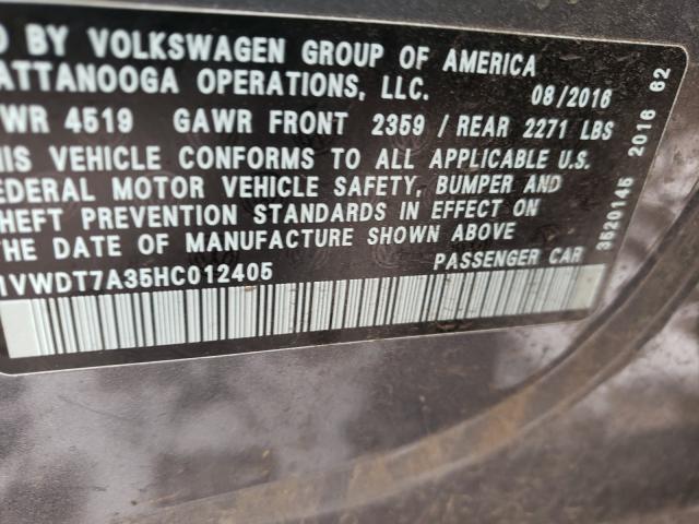 Photo 9 VIN: 1VWDT7A35HC012405 - VOLKSWAGEN PASSAT 