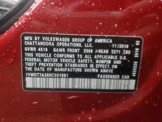 Photo 11 VIN: 1VWDT7A35HC031861 - VOLKSWAGEN PASSAT 