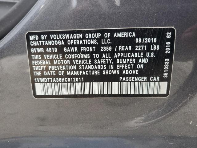 Photo 11 VIN: 1VWDT7A36HC012011 - VOLKSWAGEN PASSAT 