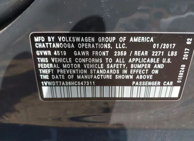 Photo 8 VIN: 1VWDT7A36HC047311 - VOLKSWAGEN PASSAT 