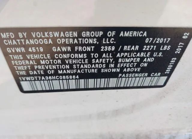 Photo 8 VIN: 1VWDT7A36HC085864 - VOLKSWAGEN PASSAT 