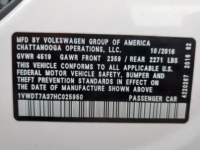 Photo 9 VIN: 1VWDT7A37HC025950 - VOLKSWAGEN PASSAT 