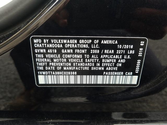 Photo 9 VIN: 1VWDT7A38HC028386 - VOLKSWAGEN PASSAT 