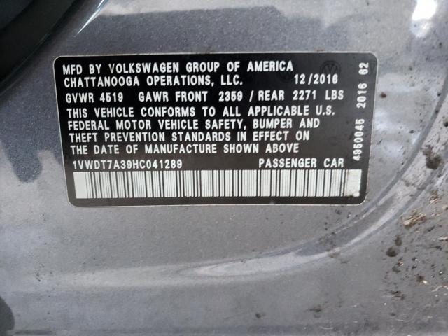 Photo 11 VIN: 1VWDT7A39HC041289 - VOLKSWAGEN PASSAT 