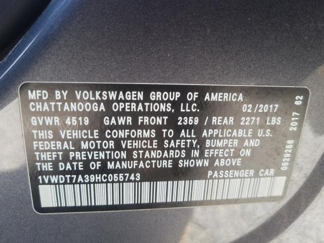 Photo 9 VIN: 1VWDT7A39HC055743 - VOLKSWAGEN PASSAT 