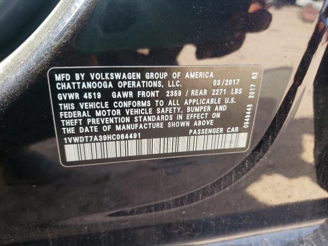 Photo 9 VIN: 1VWDT7A39HC064491 - VOLKSWAGEN PASSAT 