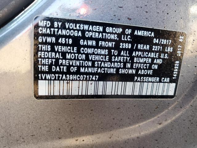 Photo 11 VIN: 1VWDT7A39HC071747 - VOLKSWAGEN PASSAT 