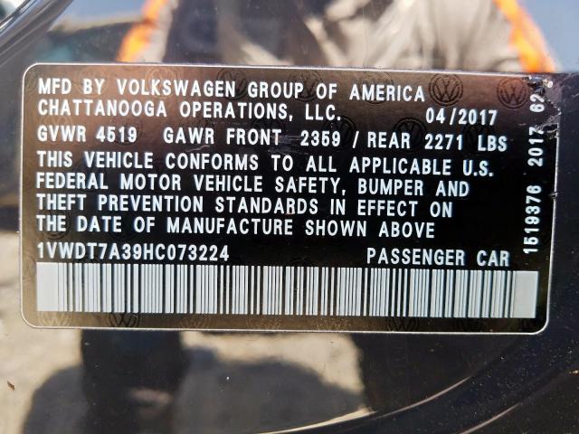 Photo 9 VIN: 1VWDT7A39HC073224 - VOLKSWAGEN PASSAT 