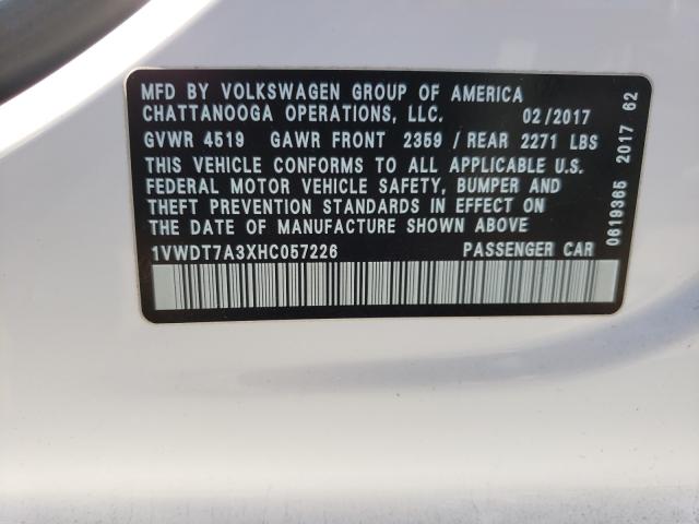 Photo 9 VIN: 1VWDT7A3XHC057226 - VOLKSWAGEN PASSAT 