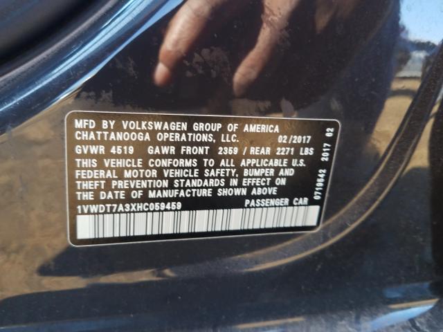 Photo 9 VIN: 1VWDT7A3XHC059459 - VOLKSWAGEN PASSAT B7 