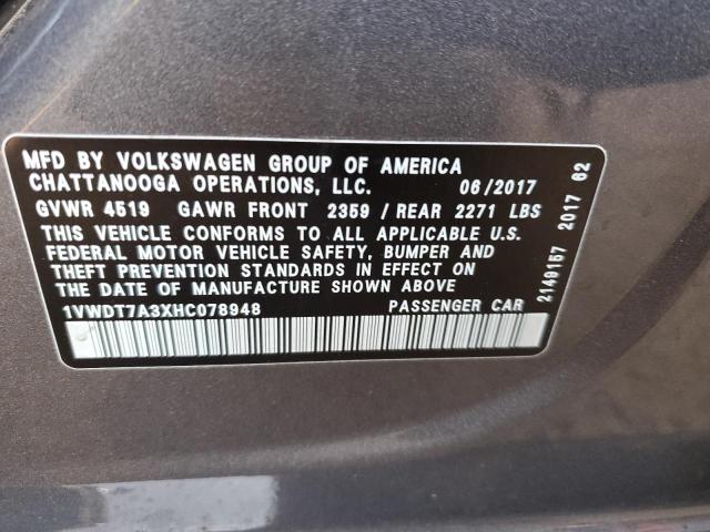 Photo 11 VIN: 1VWDT7A3XHC078948 - VOLKSWAGEN PASSAT 