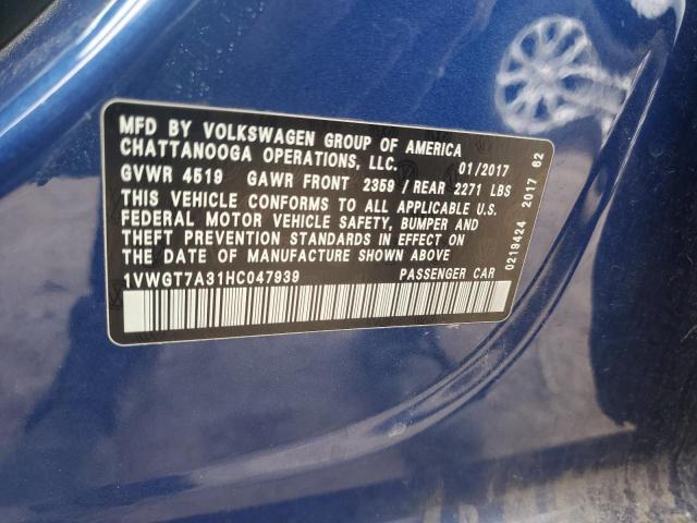 Photo 12 VIN: 1VWGT7A31HC047939 - VOLKSWAGEN PASSAT 