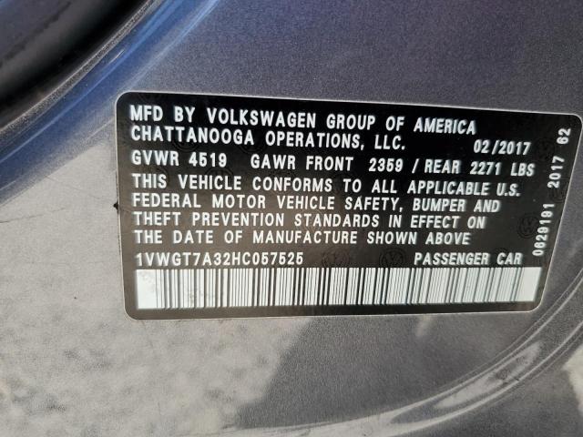 Photo 11 VIN: 1VWGT7A32HC057525 - VOLKSWAGEN PASSAT 