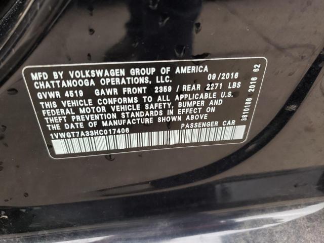 Photo 11 VIN: 1VWGT7A33HC017406 - VOLKSWAGEN PASSAT 