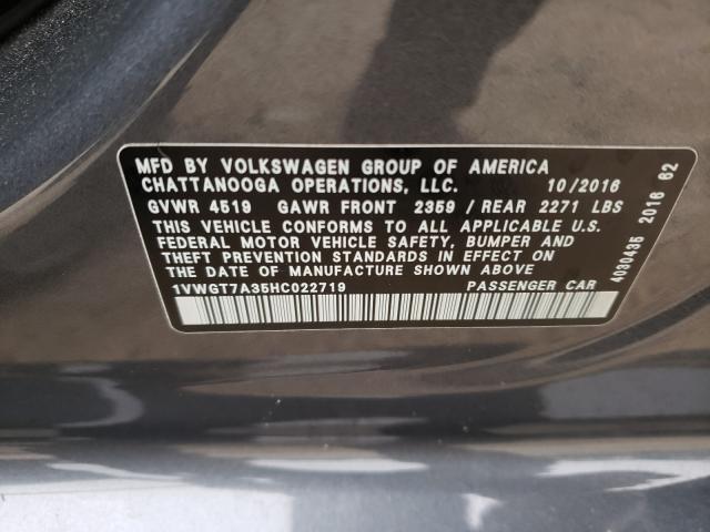 Photo 9 VIN: 1VWGT7A35HC022719 - VOLKSWAGEN PASSAT 