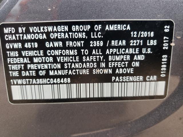 Photo 9 VIN: 1VWGT7A35HC046468 - VOLKSWAGEN PASSAT 