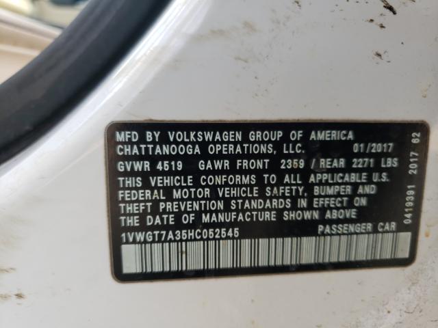 Photo 9 VIN: 1VWGT7A35HC052545 - VOLKSWAGEN PASSAT 