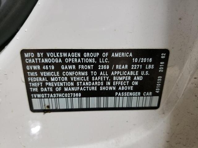 Photo 12 VIN: 1VWGT7A37HC027369 - VOLKSWAGEN PASSAT 