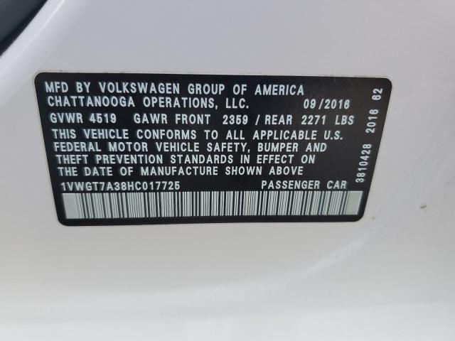 Photo 11 VIN: 1VWGT7A38HC017725 - VOLKSWAGEN PASSAT 