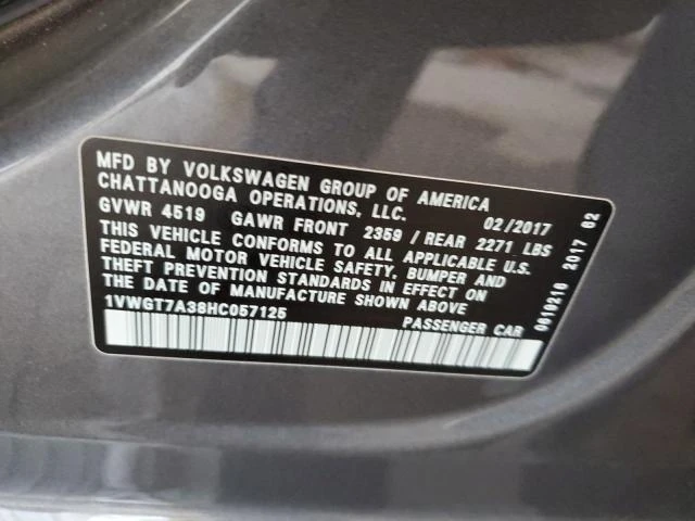 Photo 12 VIN: 1VWGT7A38HC057125 - VOLKSWAGEN PASSAT 